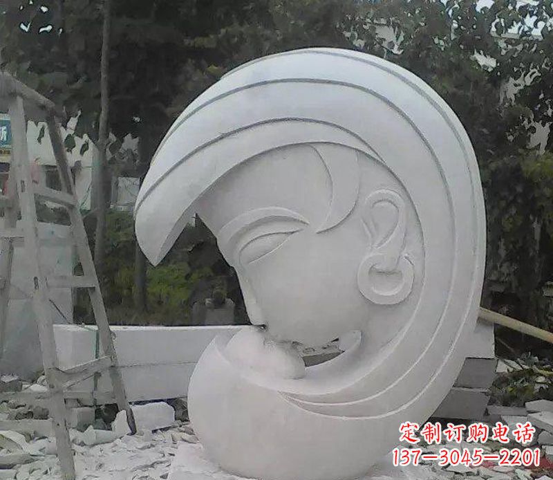 山东抽象人物头像石雕