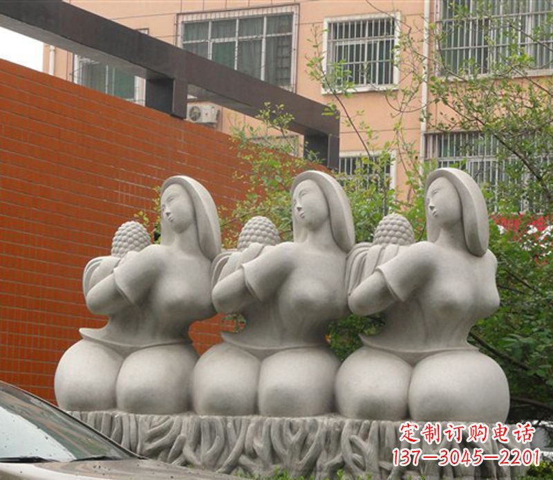 山东抽象三个女人石雕