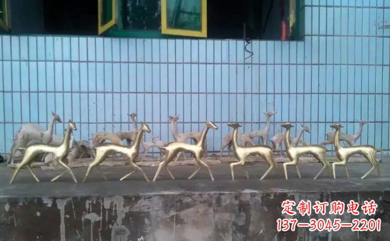 山东抽象小鹿公园动物铜雕