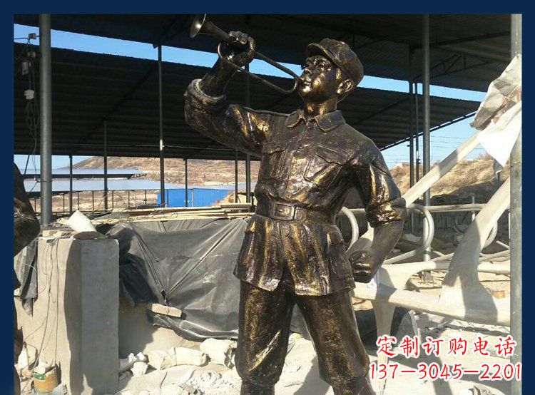 山东冲锋号雕塑永远记住八路军