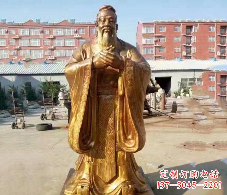 山东纯铜校园古代孔子人物铜雕塑