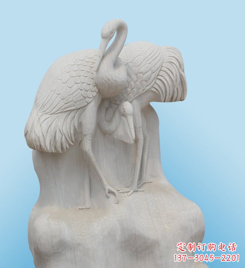 山东大理石制作的丹顶鹤雕塑