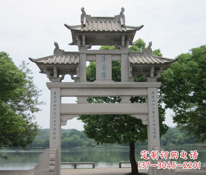 山东大理石单门牌楼雕塑精美的艺术瑰宝