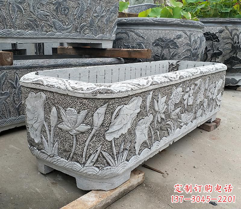 山东大理石菊花水缸雕塑