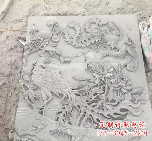 山东大理石凤凰浮雕