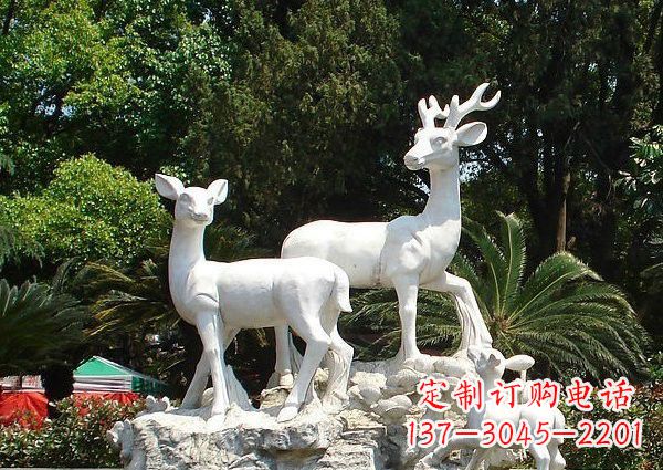 山东大理石公园动物小鹿石雕