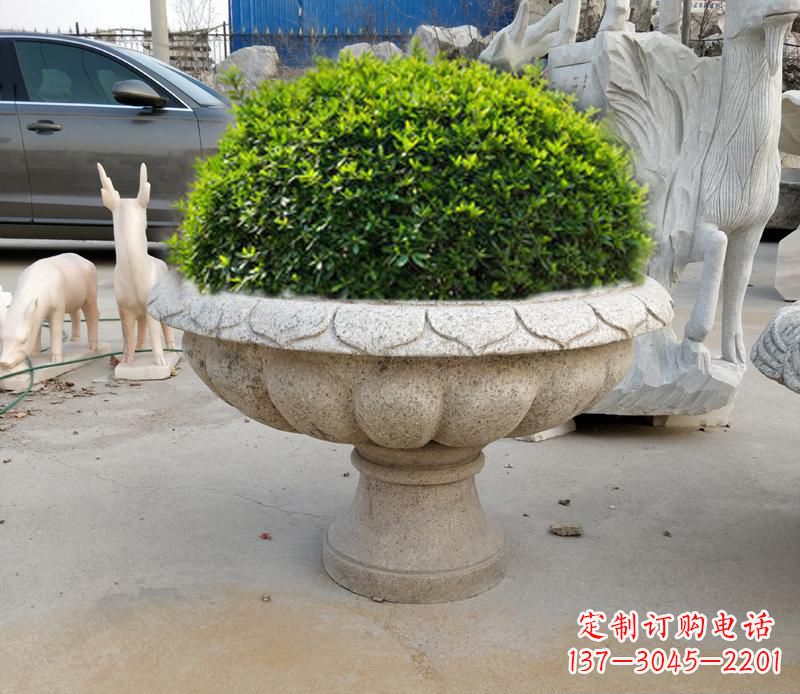 山东优雅大理石花盆雕塑