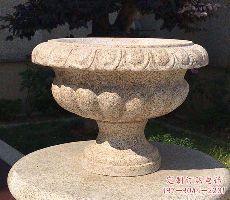 山东大理石花钵公园花盆石雕