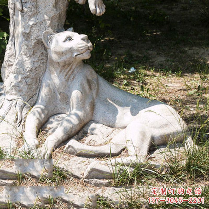 山东风采灵动的大理石金钱豹雕塑