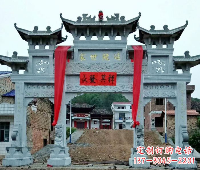山东精美大理石牌坊雕塑
