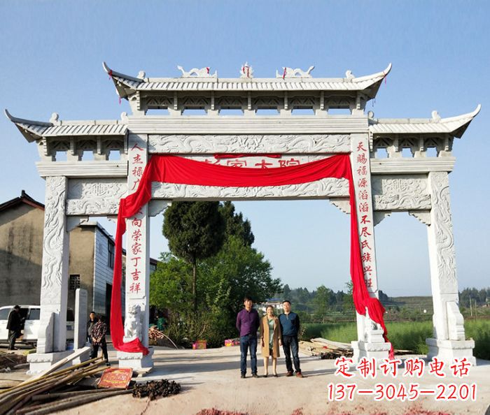 山东精美大理石牌坊雕塑