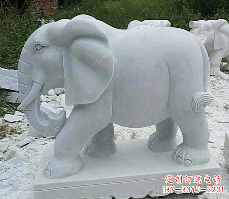 山东精雕细琢的大理石大象雕塑