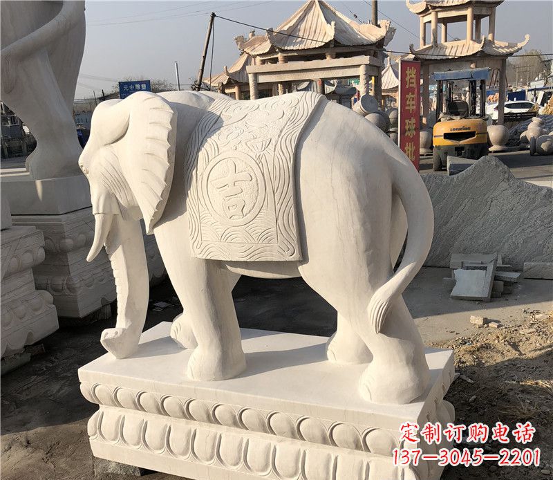 山东大理石卷鼻如意大象