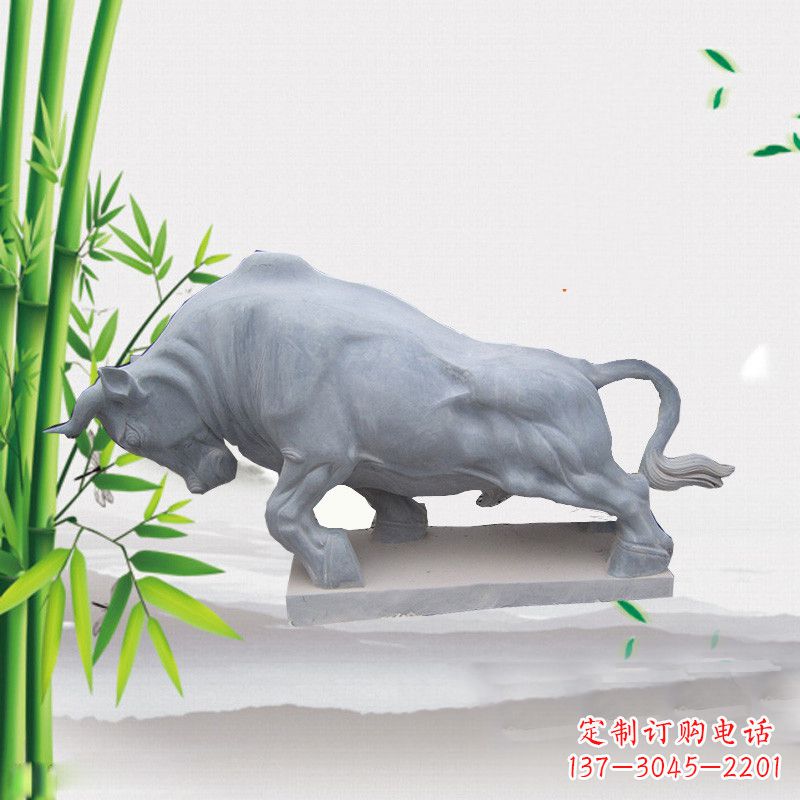 山东大理石开拓牛劲牛动物雕塑
