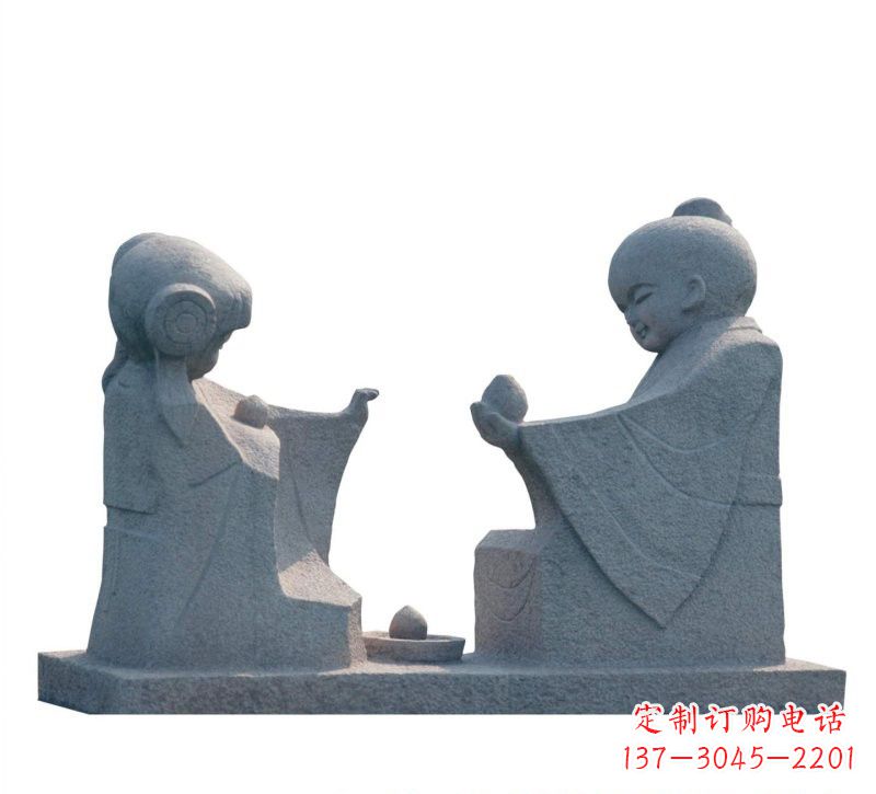 山东传统风情——大理石孔融让梨雕塑