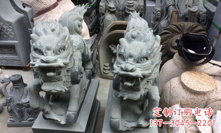 山东大理石立式麒麟门口镇宅石雕