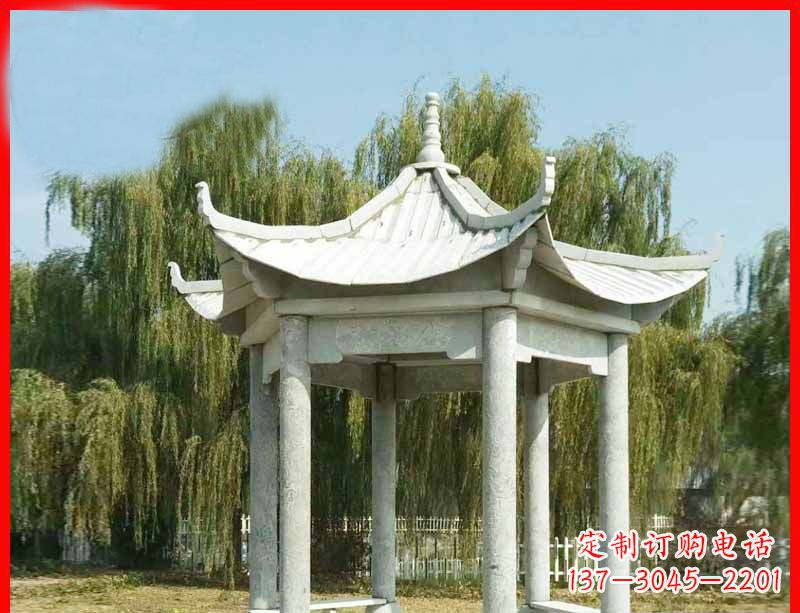 山东大理石六角凉亭公园石雕 (3)