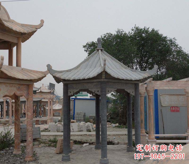 山东大理石六角凉亭公园石雕 (2)