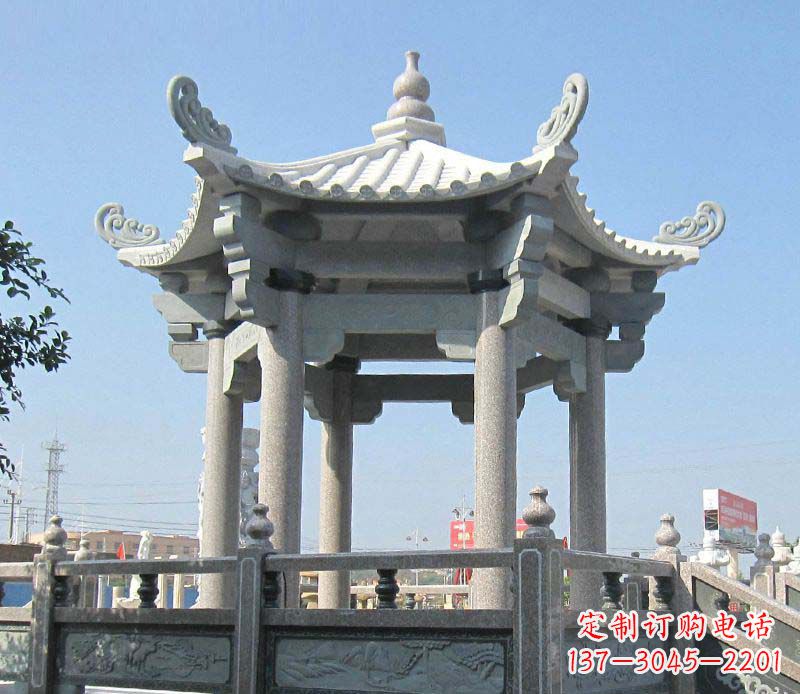 山东大理石六角凉亭石雕,为您的家园带来浪漫情怀