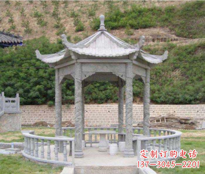 山东大理石六角石雕凉亭