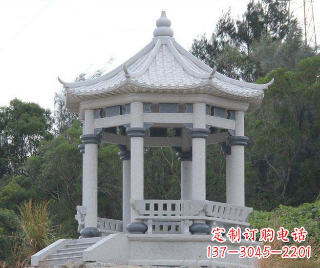 山东大理石六角石雕凉亭营造舒适环境的完美体现