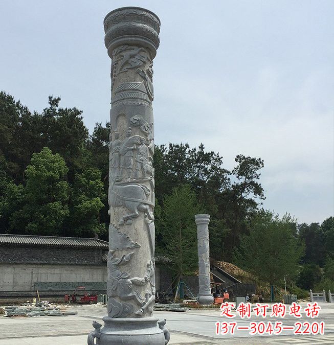 山东大理石龙柱雕塑