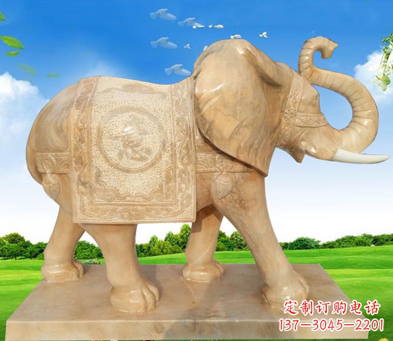 山东大理石喷水大象雕塑