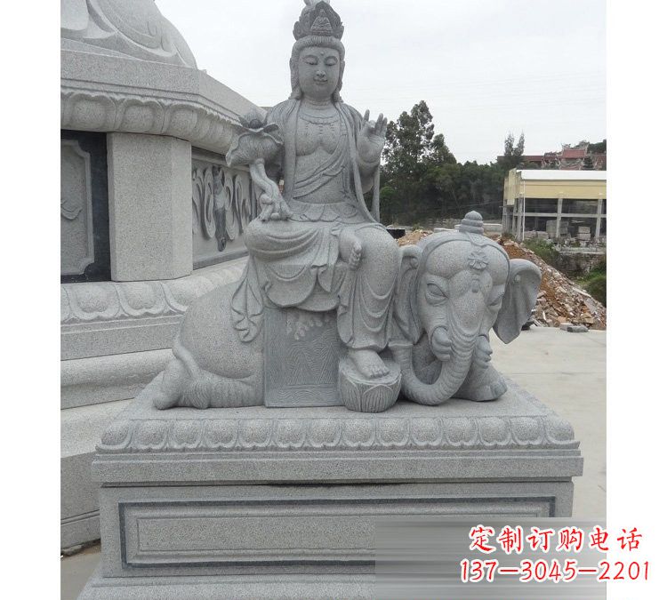 山东精雕细琢的大理石普贤菩萨雕塑