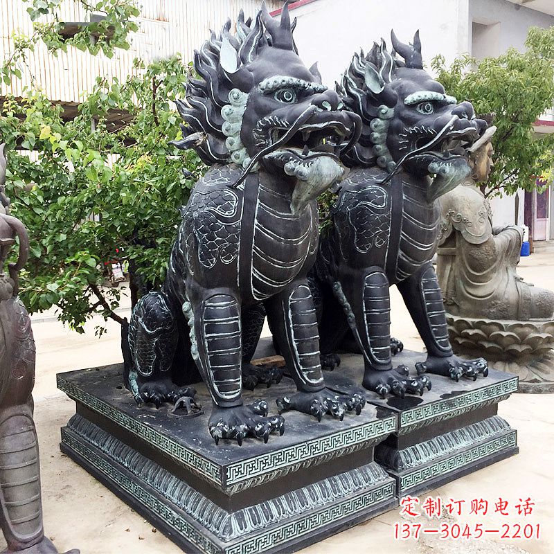 山东象征威严的大理石麒麟雕塑