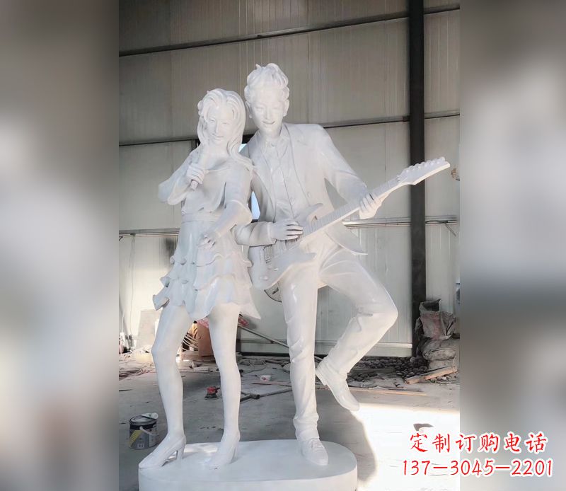 山东精美大理石吉他雕塑
