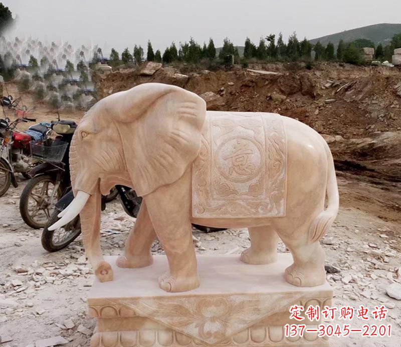 山东优雅大象大理石雕塑