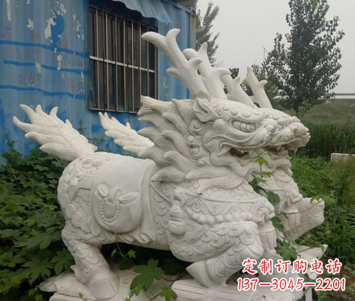 山东大理石瑞兽麒麟石雕