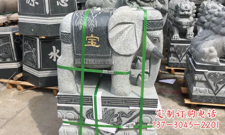山东大理石大象门口石雕