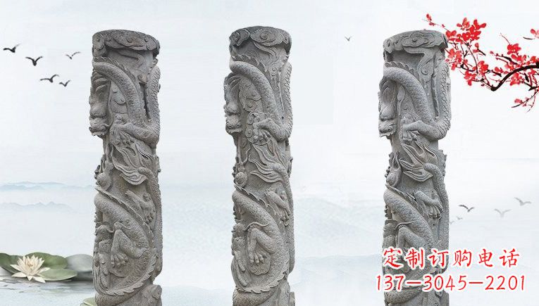 山东大理石石雕龙柱