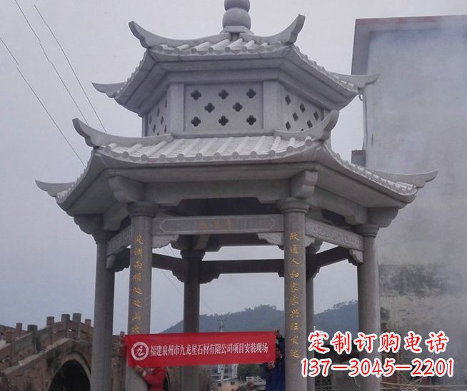 山东大理石双层石雕凉亭——独特的艺术结晶