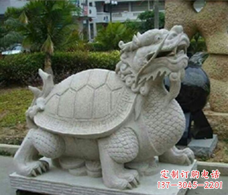 山东大理石铜钱龙龟小区石雕