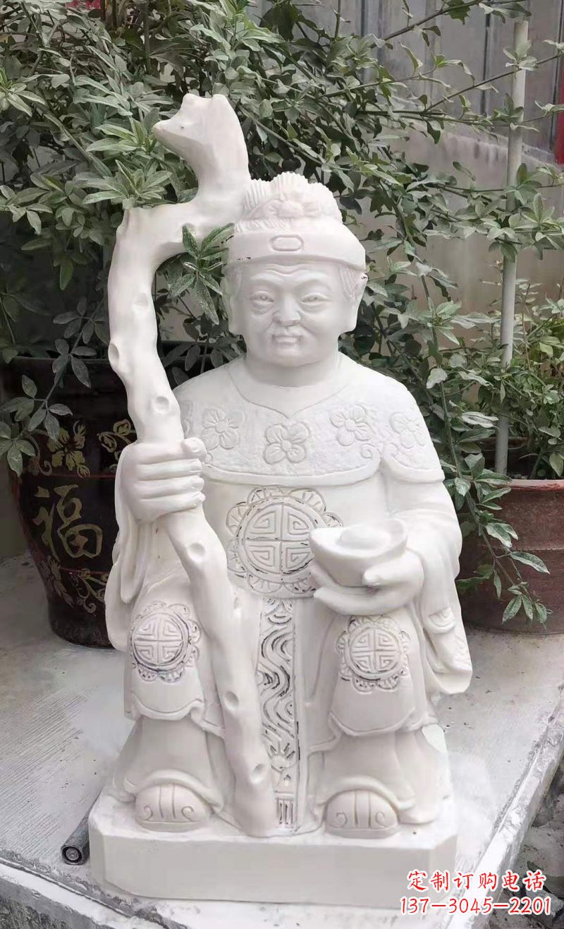 山东大理石土地公土地婆雕塑寺庙神像石雕