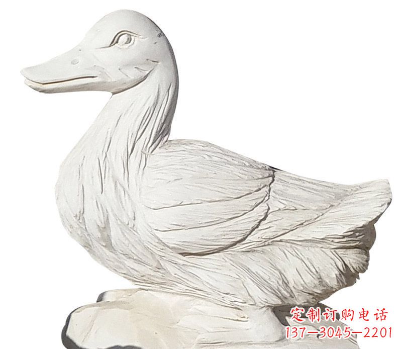 山东大理石鸭子公园动物石雕