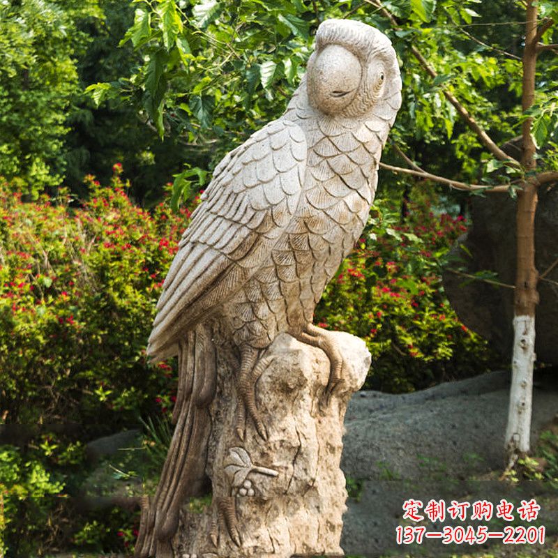 山东大理石鹦鹉雕塑-公园院落动物雕塑摆件