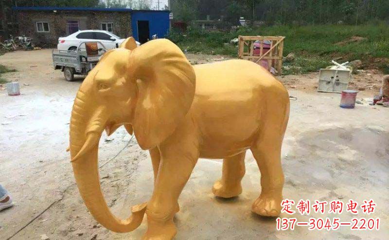 山东大象玻璃钢仿铜动物雕塑