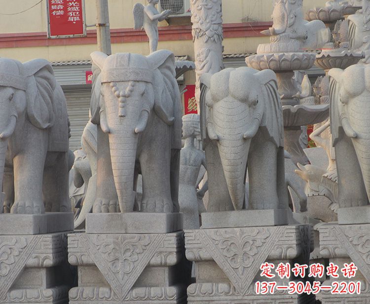 山东大象石柱雕塑