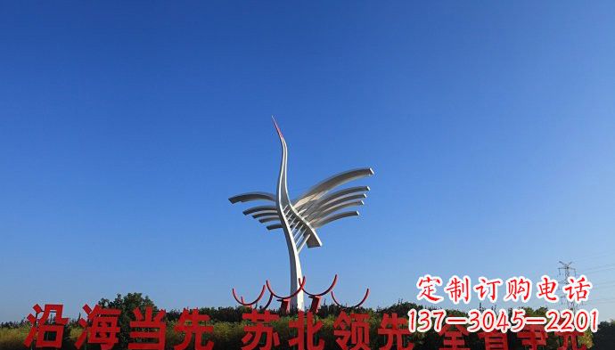 山东大型不锈钢标志性抽象仙鹤