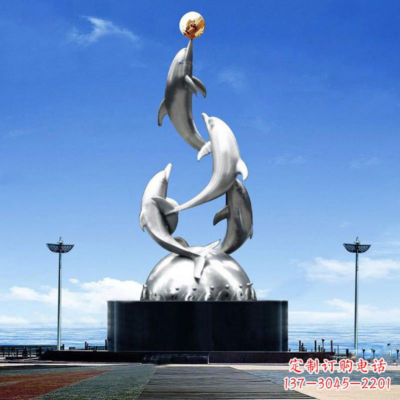 山东引领潮流的不锈钢海豚雕塑