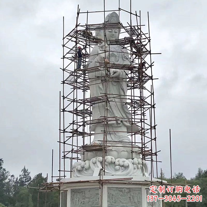 山东大型汉白玉观音菩萨石雕