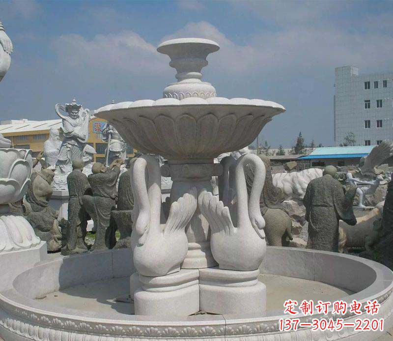 山东汉白玉高端天鹅雕塑