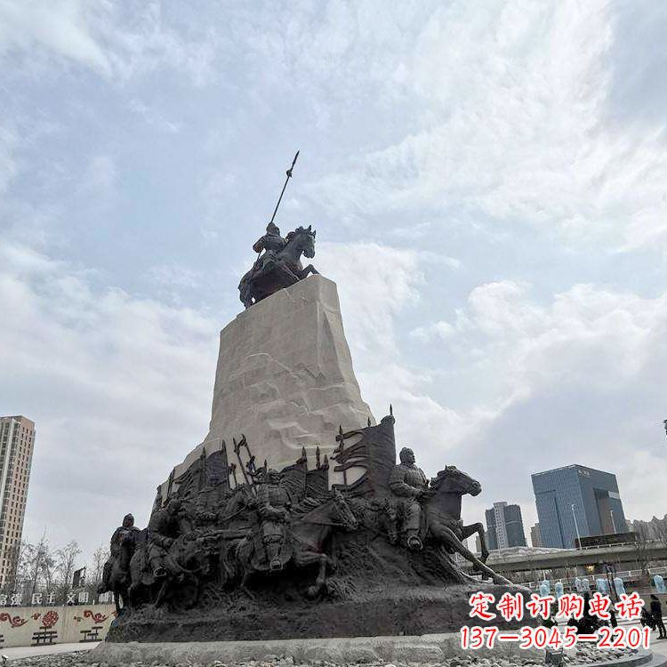 山东大型霍去病景观雕塑-中国历史名人西汉名将石雕像