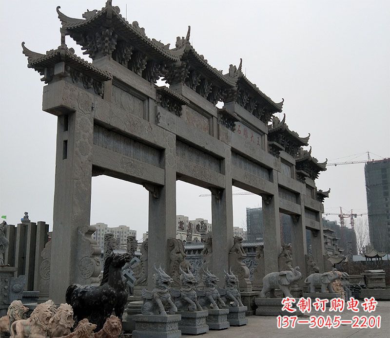 山东精美仿古牌坊石雕