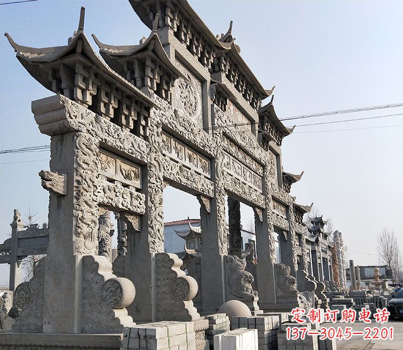 山东中国古典牌坊石雕定制