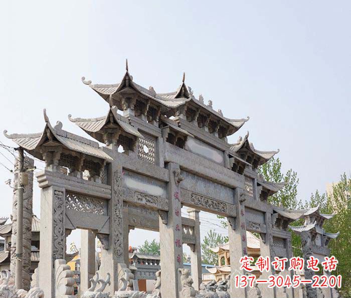 山东特大型五门石雕牌楼