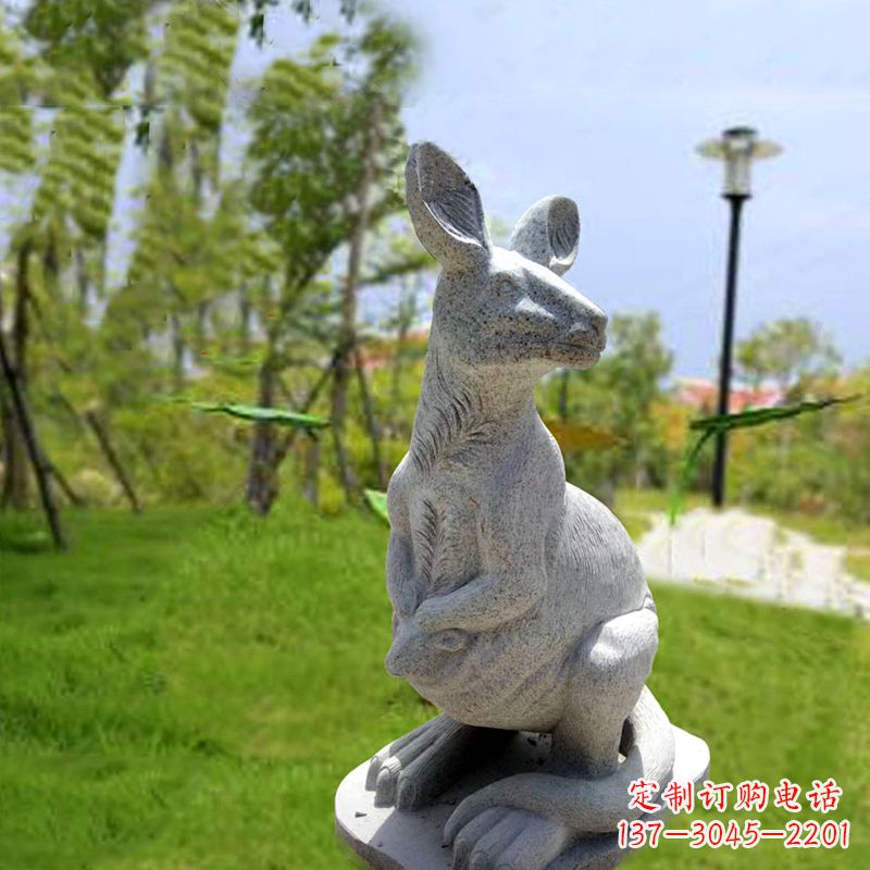 山东高品质袋鼠雕塑,精致石雕摆件